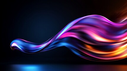 Neon Wave Abstract Fluid Art with Dynamic Flow, and Dark Background.