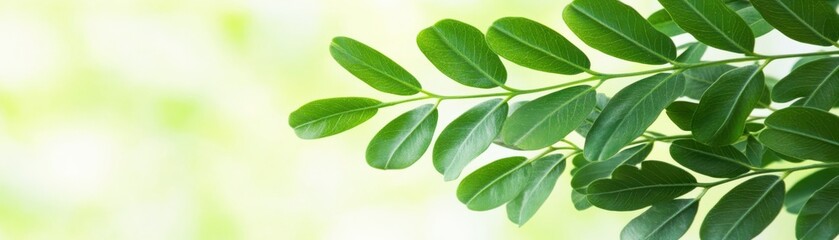 Obraz premium A close-up view of vibrant green leaves against a soft, blurred background, highlighting the beauty of nature and plant life.