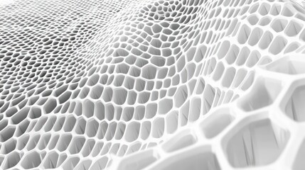 Fototapeta premium 3D Futuristic honeycomb mosaic white background. Realistic geometric mesh cells texture. Abstract white vector wallpaper with hexagon grid
