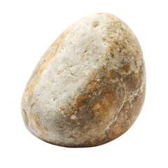 A Single Smooth River Rock with Beige Brown and Gray Tones Isolated on Black Background