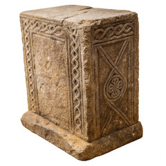 Ancient Stone Carving with Celtic Knotwork and Geometric Designs