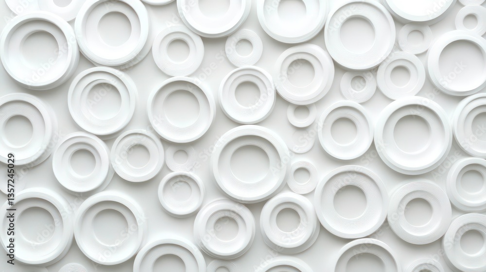 Aufkleber concentric randomly offset white rings or circles steps fading out background wallpaper banner, clos