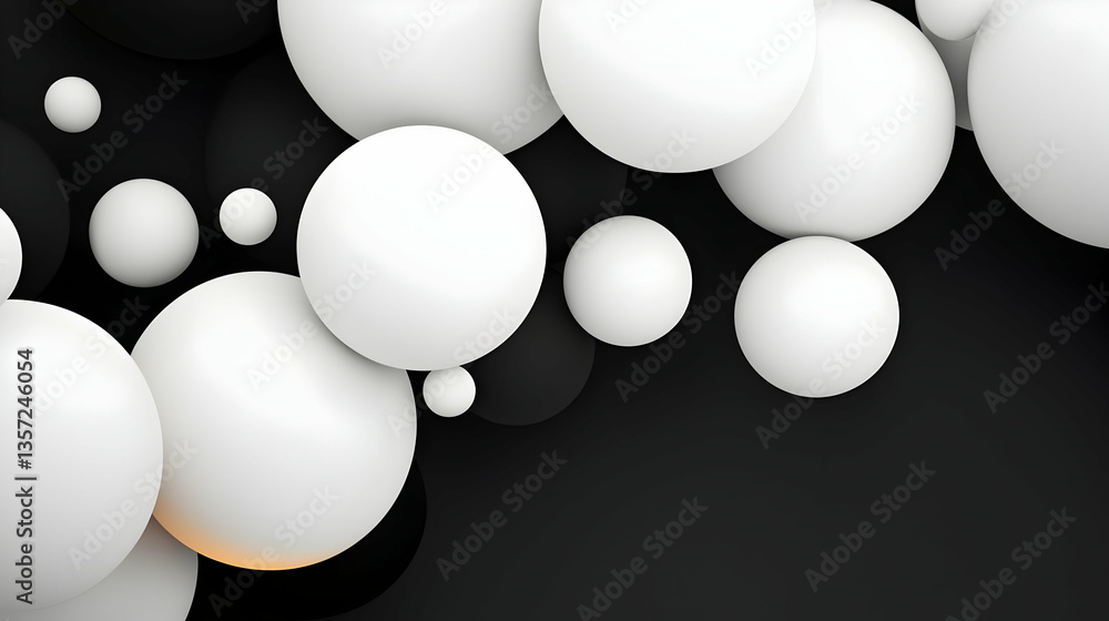 Poster abstract animated background with white dots and black circles