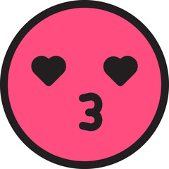 Cute Heart Eyes Emoji Filled Line Icon