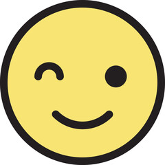 Winking Smiley Face Emoji Filled Line Icon