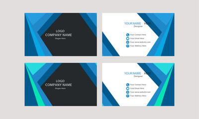 Fototapeta premium Sleek Blue Professional Business Card & Name Card Minimalist Template