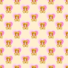Coquette Teddy Bear Seamless Pattern