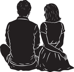 Couple sitting from behind silhouette