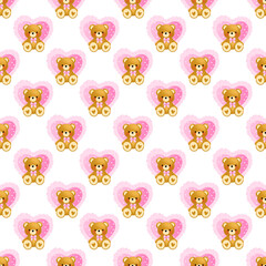 Obraz premium Coquette Teddy Bear Seamless Pattern