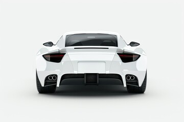 Ultra Hd Picture of Back View of a White Sports Car on White Background