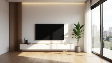 Modern Living Room With Television Display