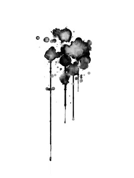 Realistic Watercolor Ink Drips, Flowing Liquid Splash, Long Dripping Paint Strokes, Isolated Splatter Background for Creative Design