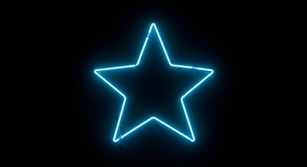 Obraz premium Glowing Neon Blue Star Against a Dark Background