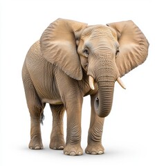 Fototapeta premium African Elephant Portrait Against White Background