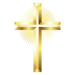 Golden beautiful shining christian cross design