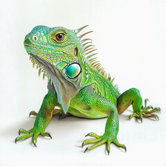 Obraz premium A Green Iguana on a white background
