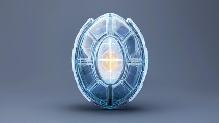 Futuristic holographic device emitting light, emphasizing advanced technology and innovation in modern design.