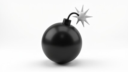 Black Spherical Bomb On White Background