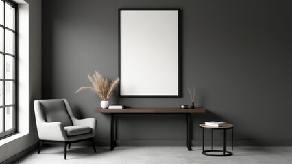 Modern Interior Mockup With Black Frame