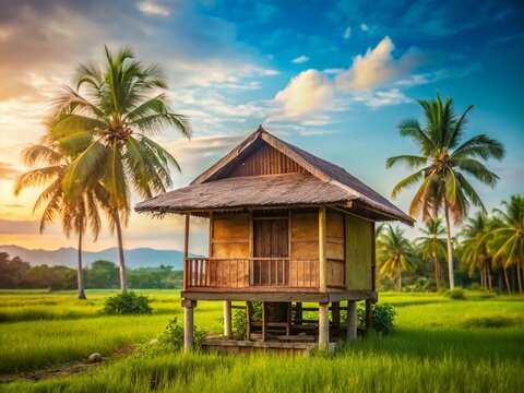 Minimalist Bahay Kubo Design: Simple Filipino Hut Stock Photo