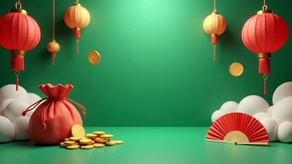 Chinese New Year Festive Arrangement Backdrop