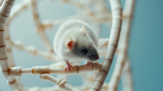 White mouse on neural pathways model showcasing genetic research and modern healthcare advancements