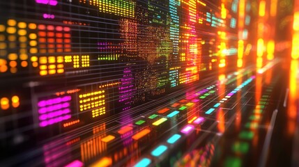 Obraz premium Futuristic server room data stream