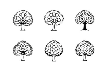 chestnut tree icon line art vector illustration