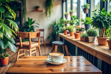 Fototapeta premium Minimalist Coffee Shop Interior Design: Simple Coffee House Space