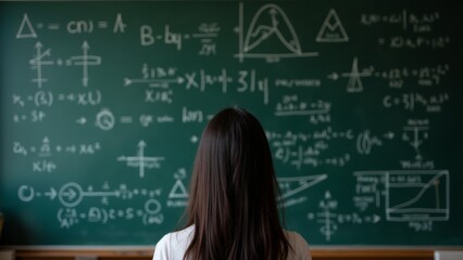 Student Viewing Math Formulas On Blackboard