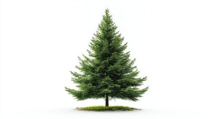 Fototapeta premium A pine tree isolated against a white background, showcasing its details. 