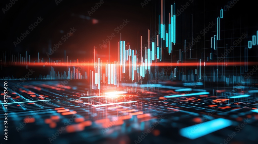 Poster abstract digital data visualization with graph elements