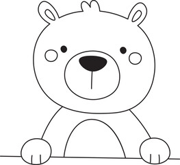 Adorable Bear Line Art