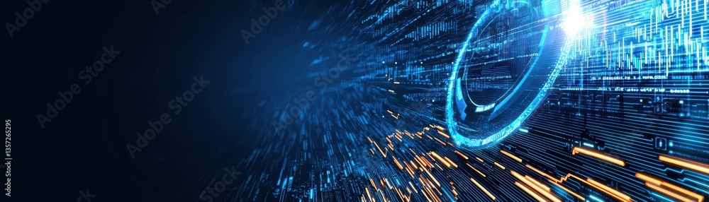 Poster dynamic data stream with futuristic blue lines