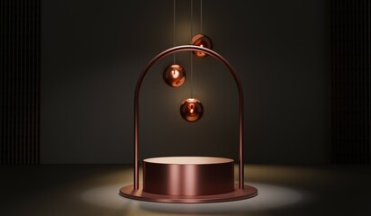 Abstract podium, circle base, modern style, 3D illustration