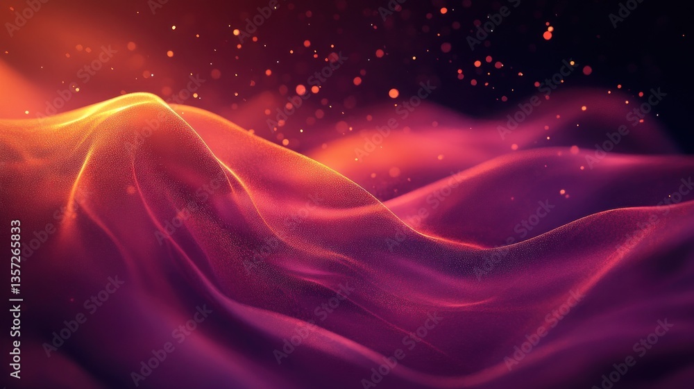 Poster abstract orange and purple flowing shapes on a dark backdrop creating a modern and artistic composit