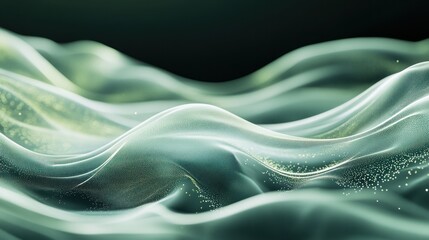 Obraz premium Gentle Serenity Abstract Wave Pattern with Gradient Background, Green Flow Texture, Minimal Aesthetic Art