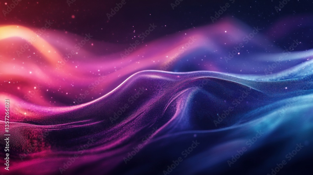 Aufkleber abstract cosmic wave pattern with digital surface and glowing stardust for elegant modern backdrop