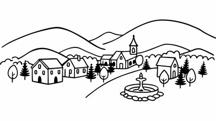 A line art of city environment