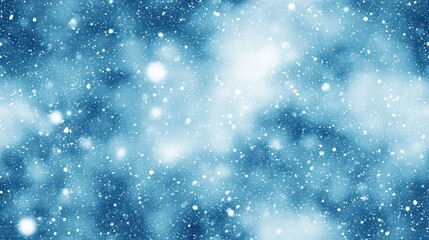 Gentle Snowfall on a Blue Background with a Wintery Atmosphere