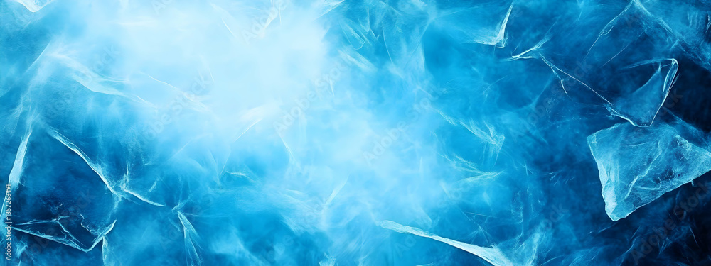 Poster an abstract representation of icy textures in shades of blue, creating a cool and refreshing ambianc