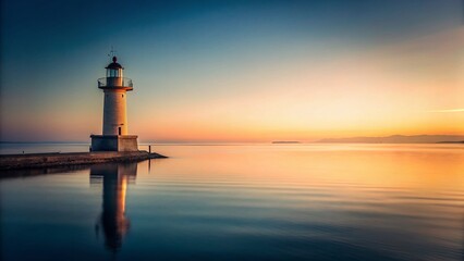 Minimalist Lighthouse Seascape: Solitary Tower on Calm Ocean
