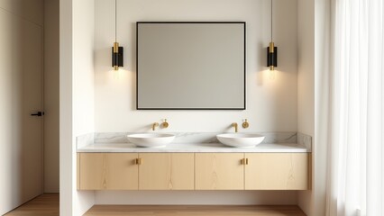 Modern Bathroom Interior With Double Sink
