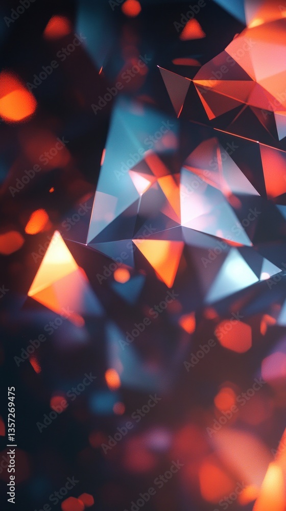 Poster abstract luminous facets radiating energy against deep background modern geometric design concept wi