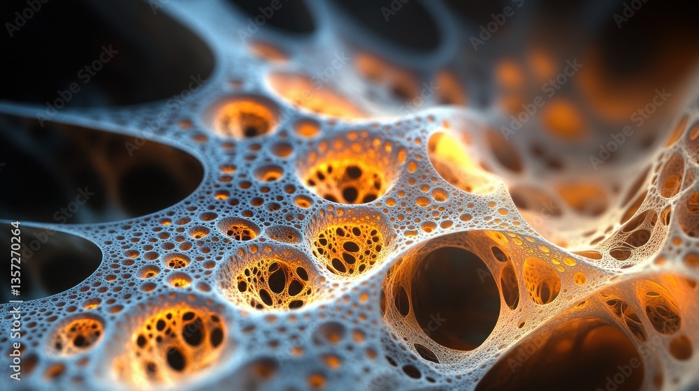 Poster abstract cellular texture with intense light and shadow dramatic microscopic visual depth detailed o