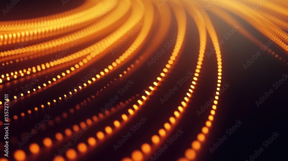 Aufkleber elegant gold luminous threads glowing in rhythmic harmony with depth of field dark gradient abstract
