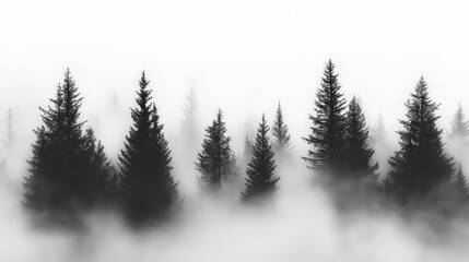 Silhouettes of trees blending new standard forest photography misty environment aerial view nature aesthetics