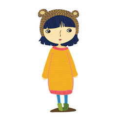 Cozy Girl in a Yellow Sweater