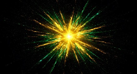 Fototapeta premium Radiant golden explosion in digital abstract art