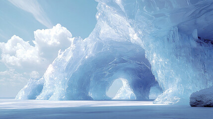 A serene transformation as water metamorphoses into crystalline ice, imbuing the landscape with a quiet, ethereal stillness, symbolizing purity, change, and nature’s delicate balance.

